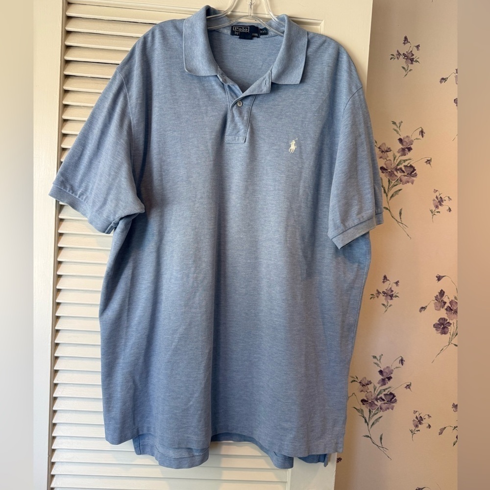 Polo by Ralph Lauren Men's Light Blue Short Sleeve Polo Shirt in XXL
